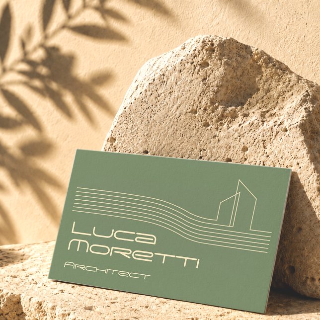Sage Green Arkitekt Organiska Eleganta Linjer Arbe Visitkort (Biophilic and Organic look for this super Minimal and yet Premium Business Card!)