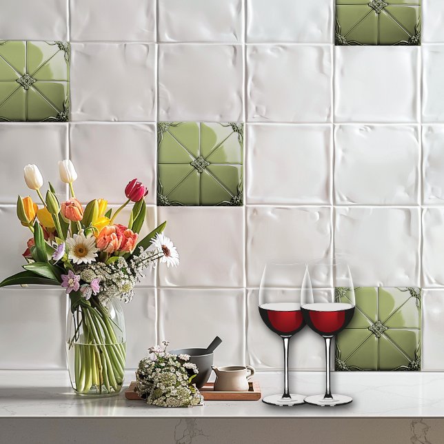 Sage Green Art Deco  Ceramic Tile Kakelplatta (Skapare uppladdad)