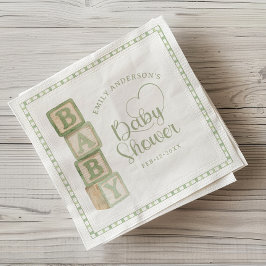 Sage Green Baby Blocks Baby Shower Napkins Pappersservett