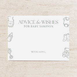 Sage Green Baby Shower Advice and Wishes Tilläggskort