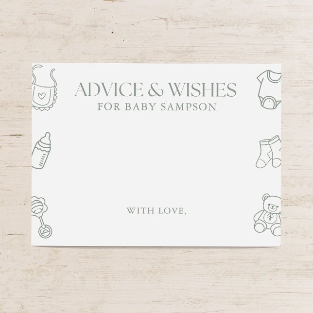 Sage Green Baby Shower Advice and Wishes Tilläggskort (Skapare uppladdad)