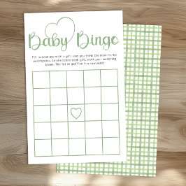 Sage Green Baby Shower Bingo Game Card Flygblad