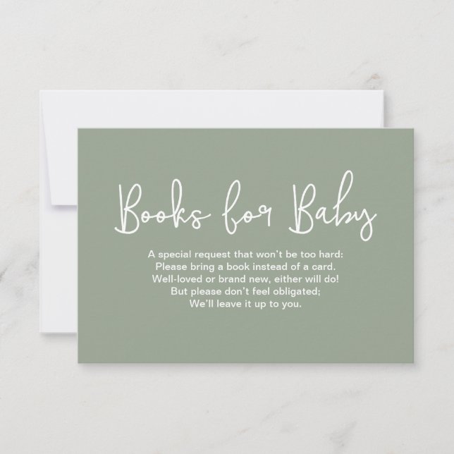 Sage Green Baby shower Book Request Digital print Inbjudningar (Framsida)