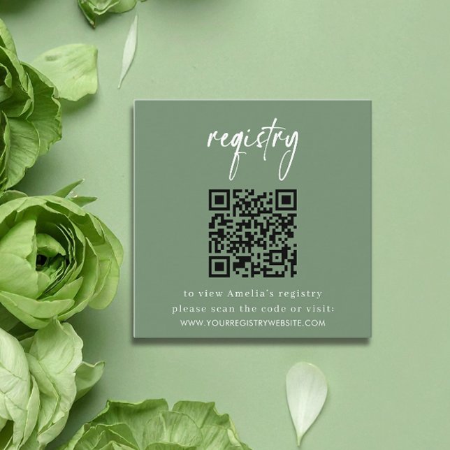 Sage Green Baby Shower Registry Card Tilläggskort (Skapare uppladdad)