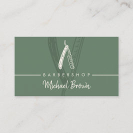 Sage Green Barberare Design Rakhyvel Master Hår Visitkort
