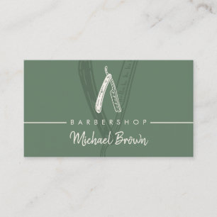 Sage Green Barberare Design Rakhyvel Master Hår Visitkort