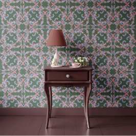 Sage Green Baroque Ornamental Design