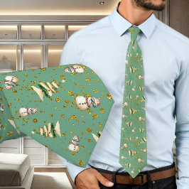 Sage Green Beach Christmas Snowman Pattern Slips