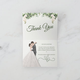 Sage Green & Beige Botanical Floral Wedding Thank  Tack Kort