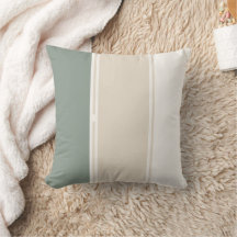 Sage Green Beige Pastel stripes Pillow