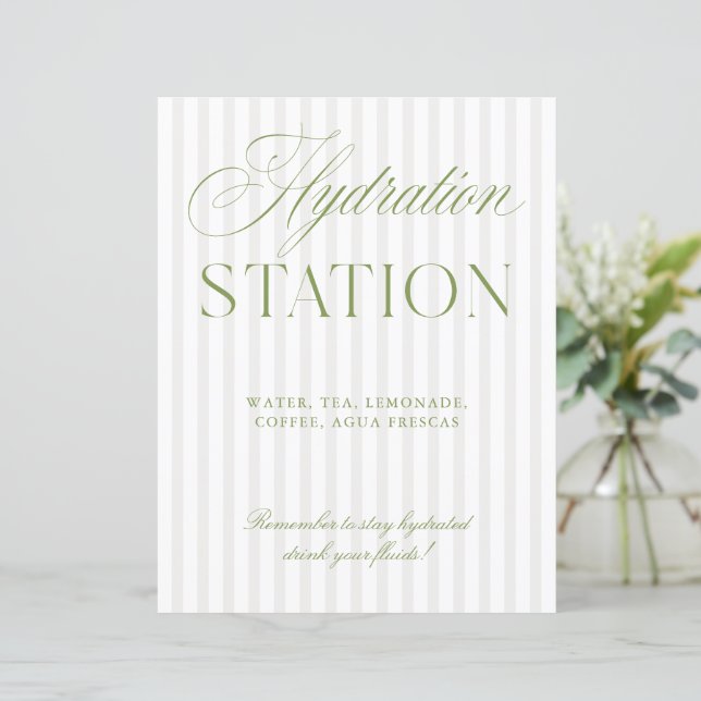 Sage Green & Beige Wedding Hydration Station Sign (Stående Fram)