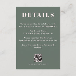 Sage Green Blush Pink Graduation QR Code Details Tilläggskort