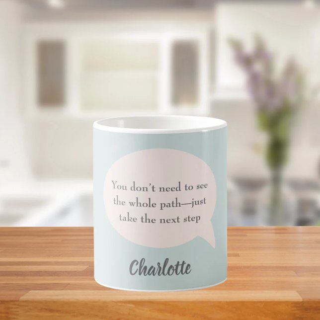 Sage green blush pink inspirational goal quote kaffemugg (Skapare uppladdad)