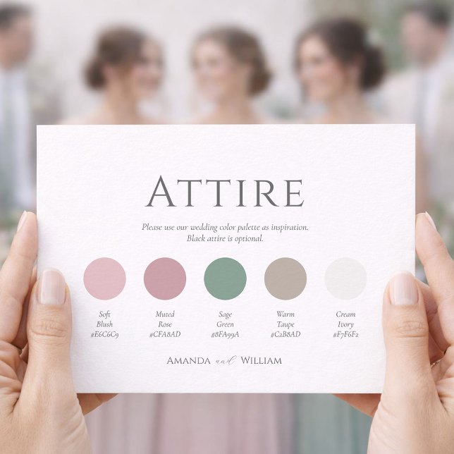 Sage Green & Blush Wedding Attire Card Inbjudningar (Skapare uppladdad)