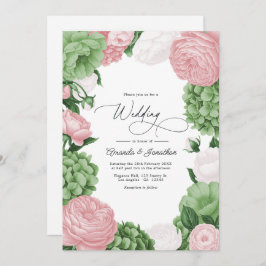 Sage Green, Blush & White Floral Wedding Inbjudningar