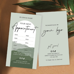 Sage Green Boho Arch Logotyp Makeup Hår Salon Tidsbeställning Kort