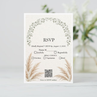 Sage Green Boho Eukalyptus Pampas Grass QR-kod RS OSA Kort