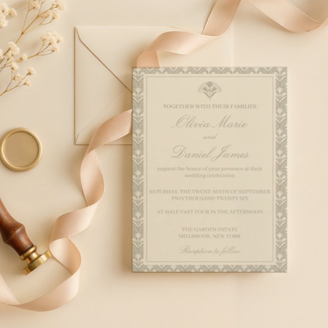 Sage Green Botanical Heirloom Wedding  Inbjudningar (Skapare uppladdad)