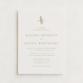 Sage Green Botanical Monogram Wedding Invitation Meddelande