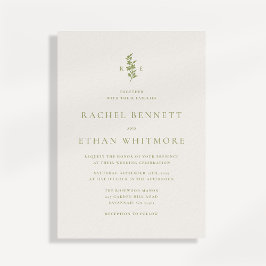 Sage Green Botanical Monogram Wedding Invitation Meddelande