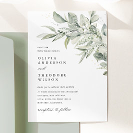 Sage Green Botanical Watercolor Elegant Wedding Inbjudningar