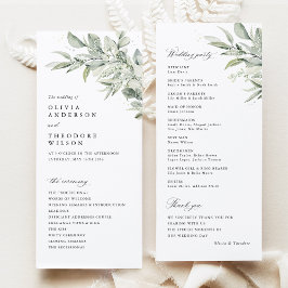 Sage Green Botanical Watercolor Wedding Ceremony Program