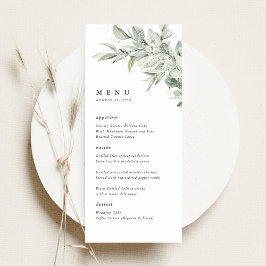 Sage Green Botanical Watercolor Wedding Dinner Meny