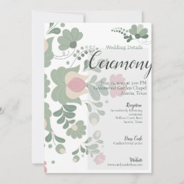 Sage Green Botanical Wedding Details Card Inbjudningar
