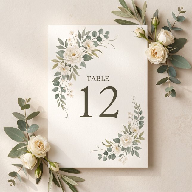 Sage Green Botanical Wedding Table Number Bordsnummer (Skapare uppladdad)