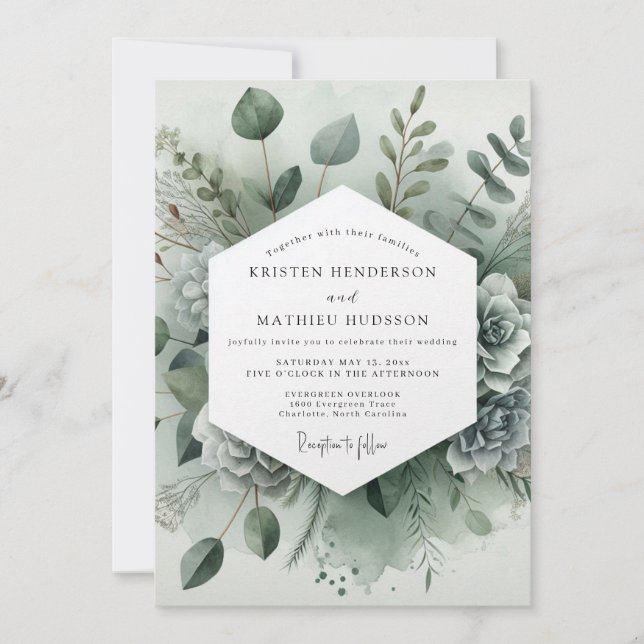 Sage Green Botanical Whimsy Wedding Inbjudningar (Framsida)