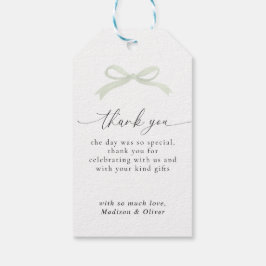Sage Green Bow Monogram Thank You Message Wedding Presentetikett