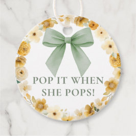 Sage Green Bow Pop It Favor Tag Gåvor Etiketter