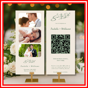 Sage Green Bröllopsfoto QR-kod Spara Datum