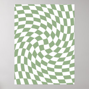 Sage Green Bröllopssamling Check Rutig  Poster
