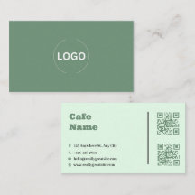 Sage Green Café Business Card QR-kod Set