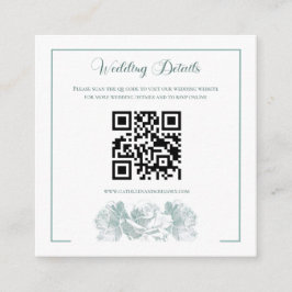 Sage Green Calligraphy QR Code Wedding Tilläggskort