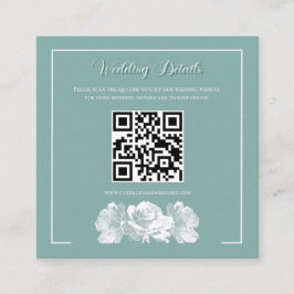 Sage Green Calligraphy QR Info Wedding Tilläggskort