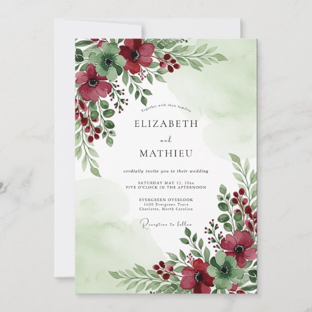 Sage Green Captivating Winter Wedding Inbjudningar (Framsida)