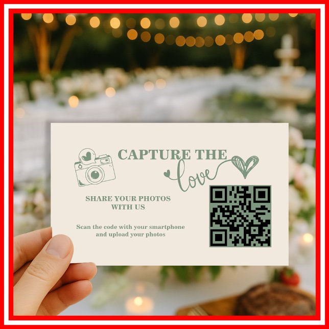Sage Green Capture The Love QR-kod Bröllop Tilläggskort (Skapare uppladdad)