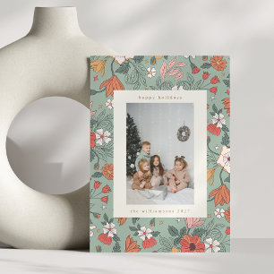 Sage Green Chic Botanisk Anpassad Vertikal Foto Julkort