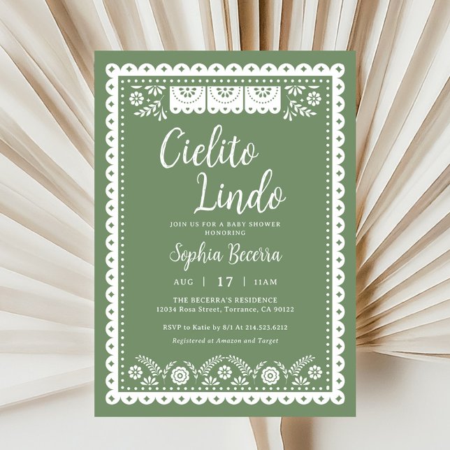 Sage Green Cielito Lindo Talavera Baby Shower Inbjudningar (Skapare uppladdad)