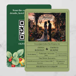 Sage Green Citrus Botanical Wedding Invitation Inbjudningar