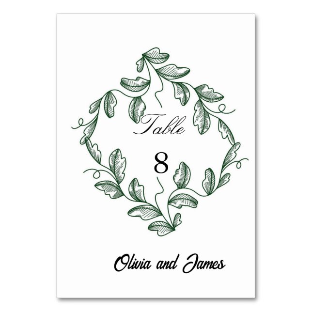 Sage Green Classic Floral Wedding Bordsnummer (Framsidan)