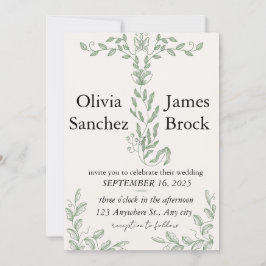 Sage Green Classic Floral Wedding Invitation Inbjudningar