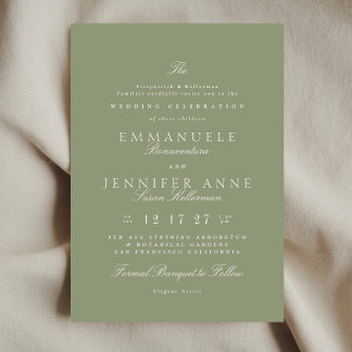 Sage Green Cream Elegant Calligraphy The Wedding Inbjudningar