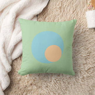 Sage Green Cushion Pillow with Blue and peach Kudde