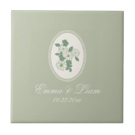 Sage Green Custom Wedding Ceramic Tile Kakelplatta