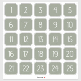Sage Green Customizable Square Number Stickers  Klistermärken