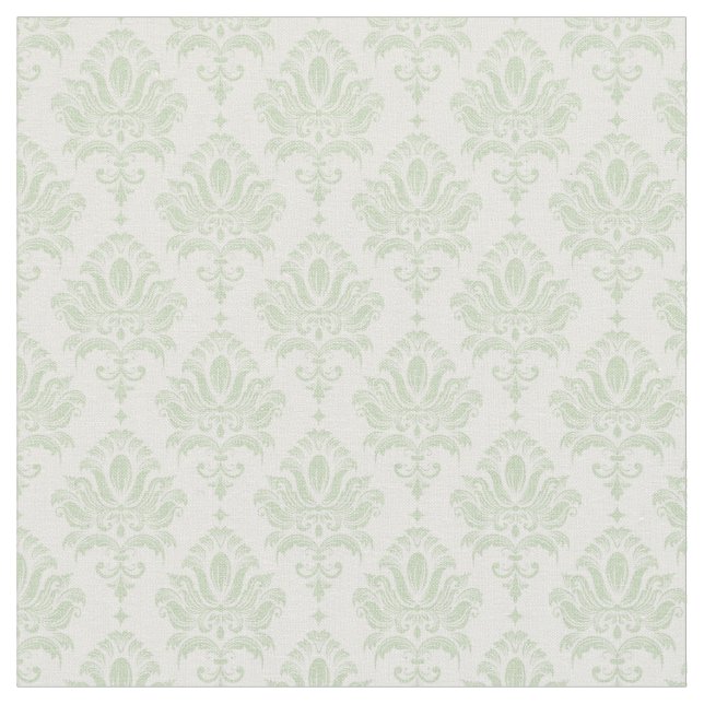 Sage Green Damask Tyg (Närbild)