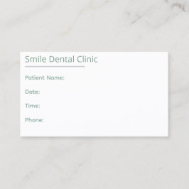 Sage Green Dental Appointment Card One Line Tidsbeställning Kort